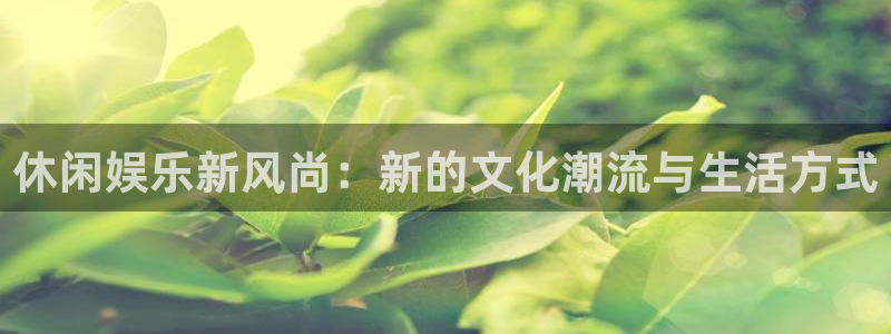 门徒娱乐平台招商：休闲娱乐新风尚：新的文化潮流与生活方式
